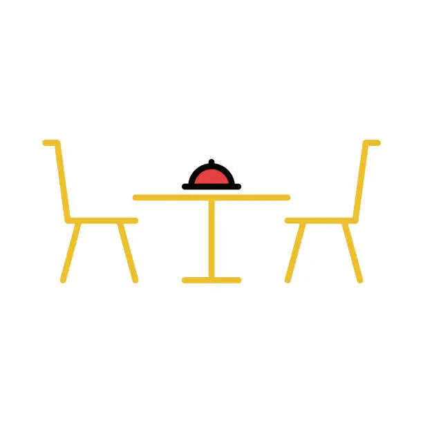 Vector illustration of chair, restaurant, table, restaurant dining table icon