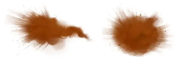 Vector illustration of Realistic set of cinnamon powder clouds