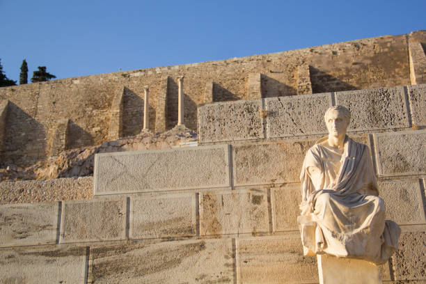 istock Antique marble sculpture at the Acropolis in Athens 1491755282