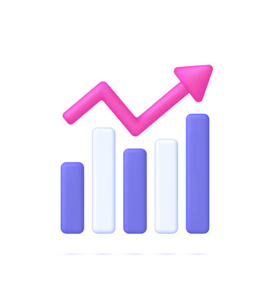 istock 3D Growing bar graph illustration. Making goals and goal achievement, growth business success. 1491758645