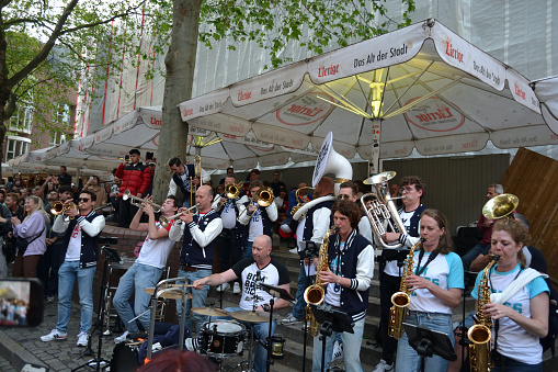 Japan Day on May 13th, 2023 in Dusseldorf old town in germany Music band on the old town Rhine promenade