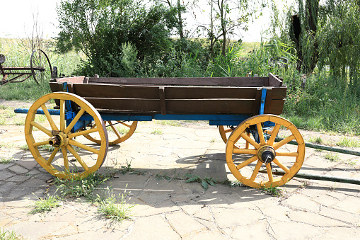 View of wooden cart in Cossack village