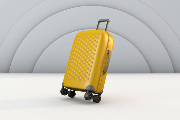 istock Yellow suitcase a trolley bag travel. 3d render 1491770324