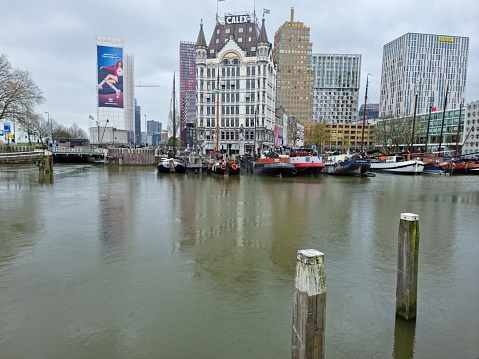 Rotterdam old harbour - the image was captured during spring season on a rainy day.