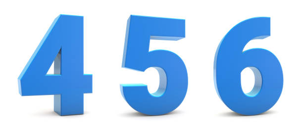Numbers 4,5,6 isolated on white background. Blue 3d numbers. 3d shiny number collection. 3d rendering