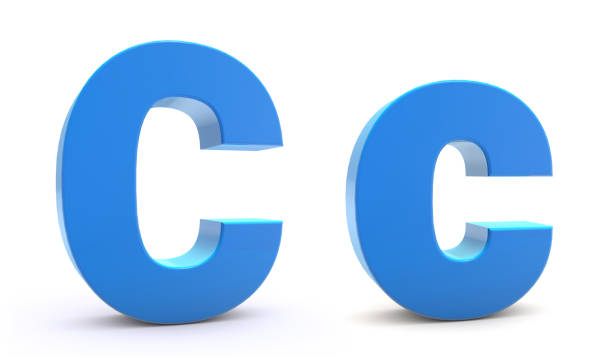 Capital and Small letter C 3d isolated on white background. C letter 3d. 3D rendering.