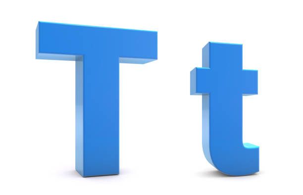Capital and Small letter T 3d isolated on white background. T letter 3d. 3D rendering.