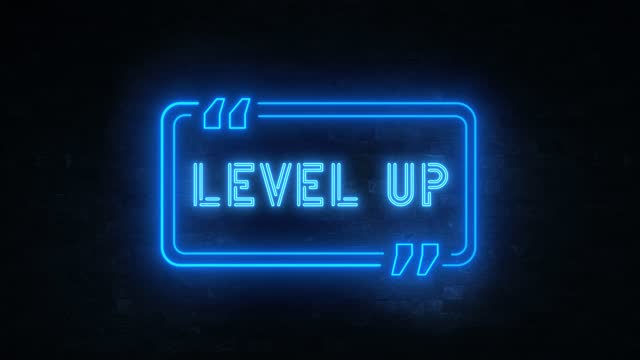 Level Up Neon Sign Text Frame Loop Brick Background