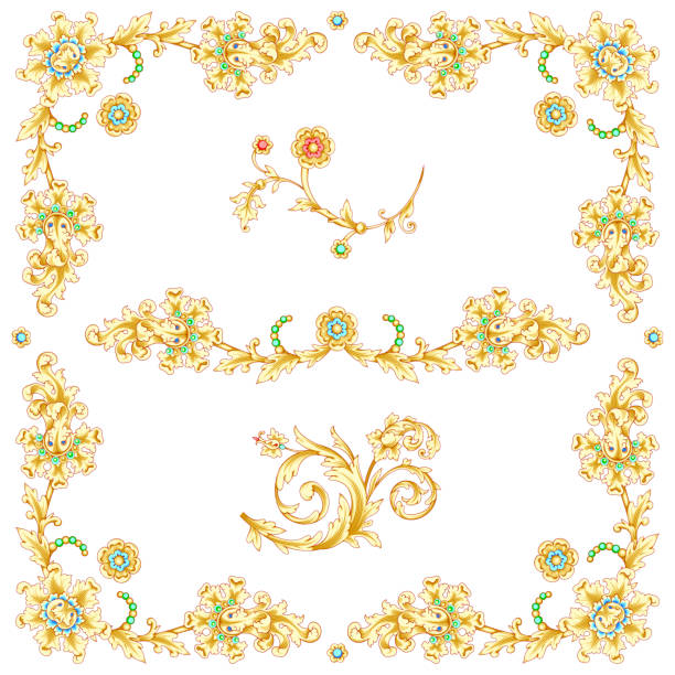 Gold vintage swirl classic clipart vector art illustration