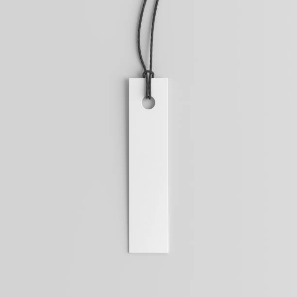 istock White long tag mockup on white background. View directly above 1491781624