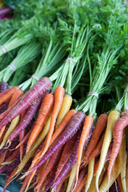 Rainbow carrots at a farmer's market