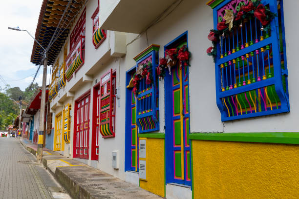 istock Colombian house with colored doors in a town in the mountains 1491782980