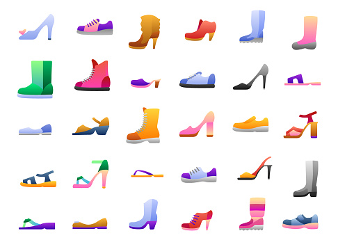 Shoes Icons Set. Vector illustration.
