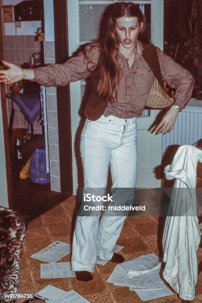 Dancing Young Woman In The 1970s Stock Photo - Download Image Now - Party - Social Event, 1980-1989, 1990-1999