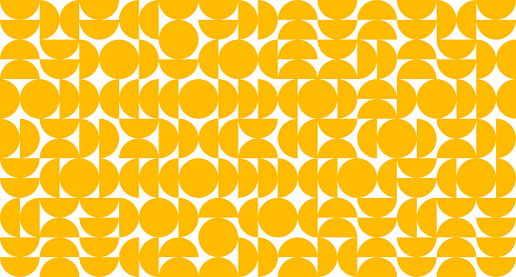 Geometric pattern background, vector abstract contemporary multicolored trendy pattern. Yellow circle background. Modern op-art