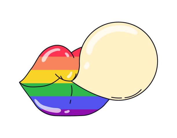 illustrazioni stock, clip art, cartoni animati e icone di tendenza di gomma per labbra lgbt - homosexual human lips lesbian rainbow