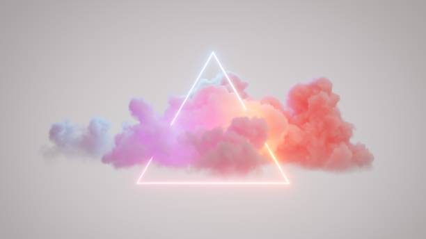 istock 3d rendering, abstract pastel background of colorful cloud and neon linear triangle, minimalist fantastic geometric wallpaper 1491794005