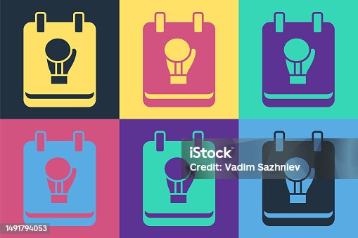 istock Pop art Boxing glove icon isolated on color background. Vector 1491794053