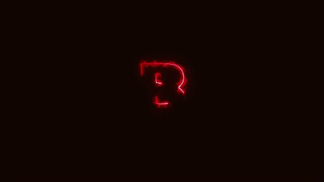 Flickering Red Neon font letter B uppercase Animated Red neon alphabet symbol on black background stock video