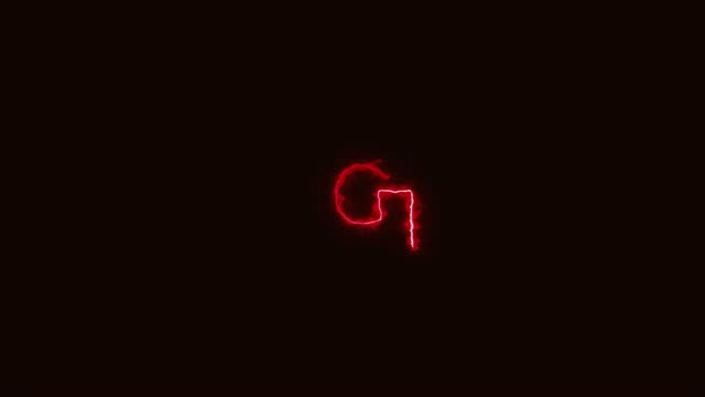 Flickering Red Neon font letter G uppercase Animated Red neon alphabet symbol on black background stock video