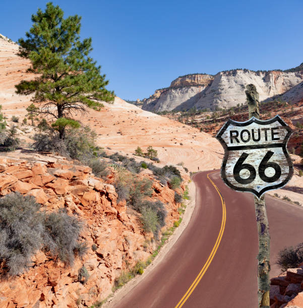 istock Empty rural road through National Park USA on Route 66 1491800525