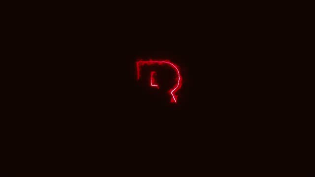 Flickering Red Neon font letter R uppercase Animated Red neon alphabet symbol on black background stock video