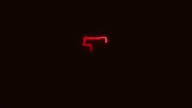 Flickering Red Neon font letter T uppercase Animated Red neon alphabet symbol on black background stock video