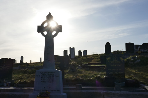 Old Weathered Thombstones On Graveyard Near Uig On The Isle Of Skye In Scotland