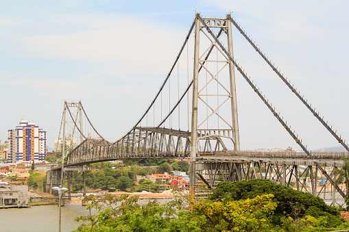 Hercílio Luz Bridge, in Florianópolis, Santa Catarina, Brazil. Photographed during the day