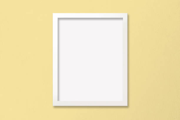 istock Poster Mockup with White Frame on Yellow Textured Wall 1491808050