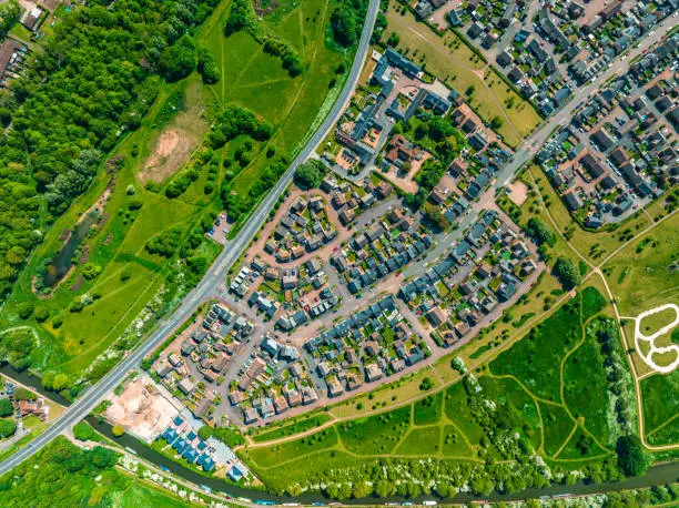 Aerial Photo of the village of Oakridge Park in Milton Keynes, UK