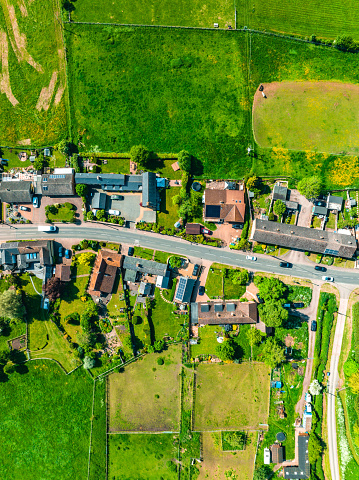 High Angle View of British Town and Residential Homes