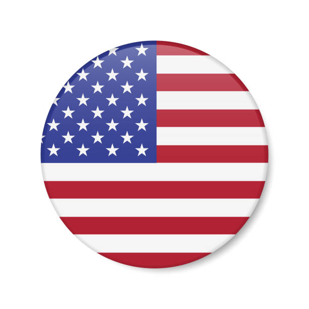 istock United States circle button icon. American round badge flag. 3D realistic isolated vector illustration 1491811529