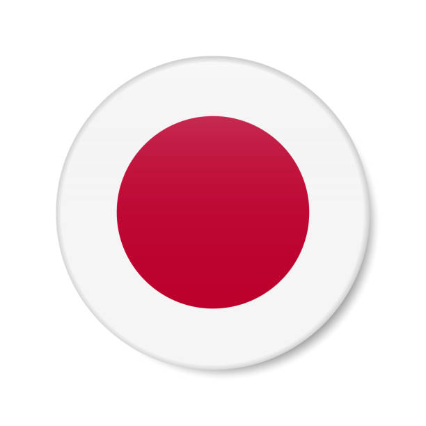 istock Japan circle button icon. Japanese round badge flag. 3D realistic isolated vector illustration 1491811534