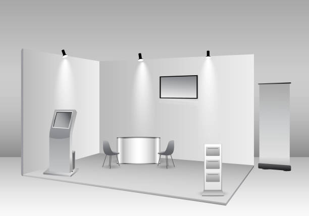 istock set of realistic trade exhibition stand or white blank exhibition kiosk or stand booth corporate commercial. eps vector 1491817574