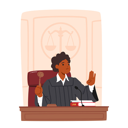 Experienced, Fair, And Authoritative Female Judge Character, Bringing Wisdom And Impartiality To Courtroom, Ensuring Justice Is Served With Integrity And Expertise. Cartoon People Vector Illustration