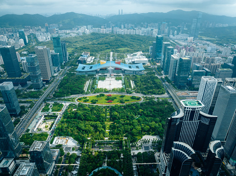 Aerial view of cityscape in Shenzhen city,China
