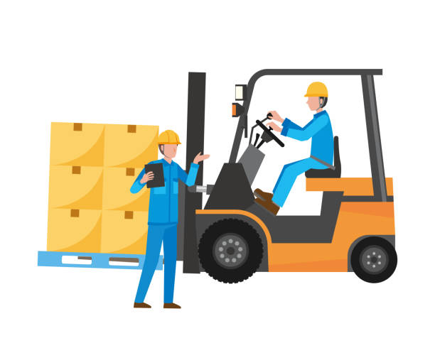 지게차 작업 - warehouse worker illustrations stock illustrations