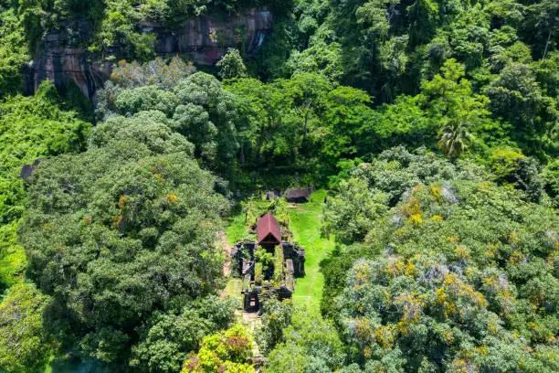 Photo of Vat Phou or Wat Phu is the UNESCO world heritage site in Champasak, Southern Laos, Wat Phou Hindu temple in the Khmer Empire located in the capital of the Champasak Laos