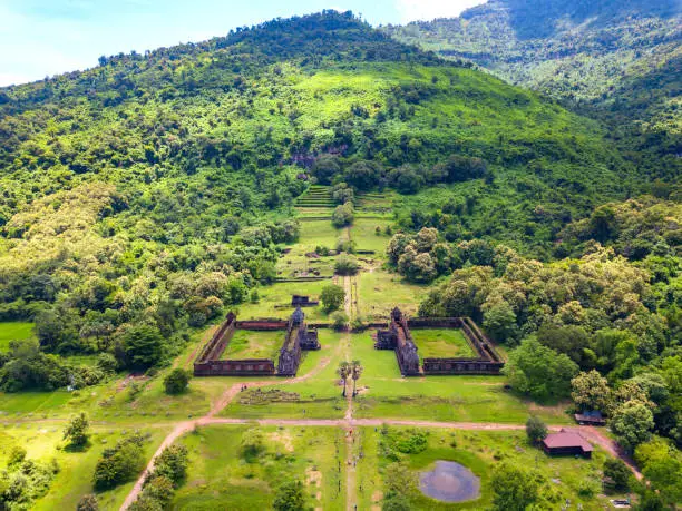 Photo of Vat Phou or Wat Phu is the UNESCO world heritage site in Champasak, Southern Laos, Wat Phou Hindu temple in the Khmer Empire located in the capital of the Champasak Laos