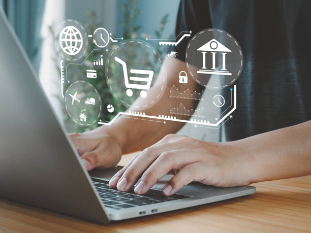 istock Customers who use online shopping services, internet technology that is convenient to buy products. 1491848417