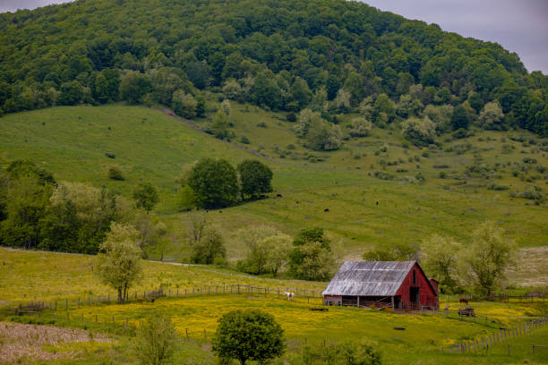 Red barn in the Appalachian Mountains