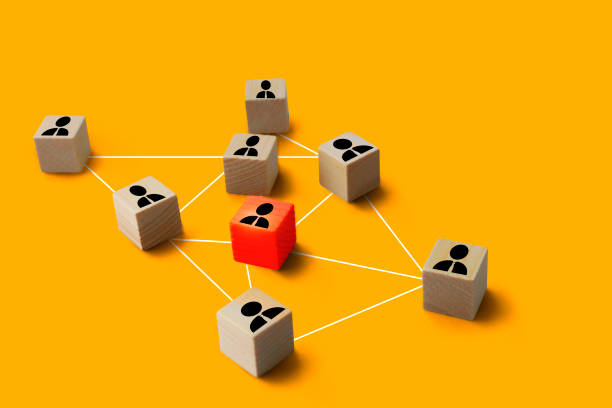 istock Social media, people or marketing networking concept using square wood blocks with people icon 1491857079
