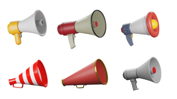istock 3d rendering of many designs megaphones on isolated white background 1491858221