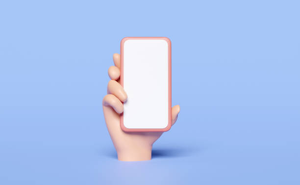 istock 3d hand holding smartphone isolated on blue background. hand using mobile phone, screen phone template, empty screen phone mockup, minimal concept, 3d render illustration 1491861570