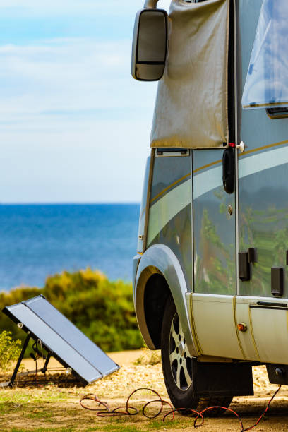 istock Solar photovoltaic panel at camper vehicle 1491866806