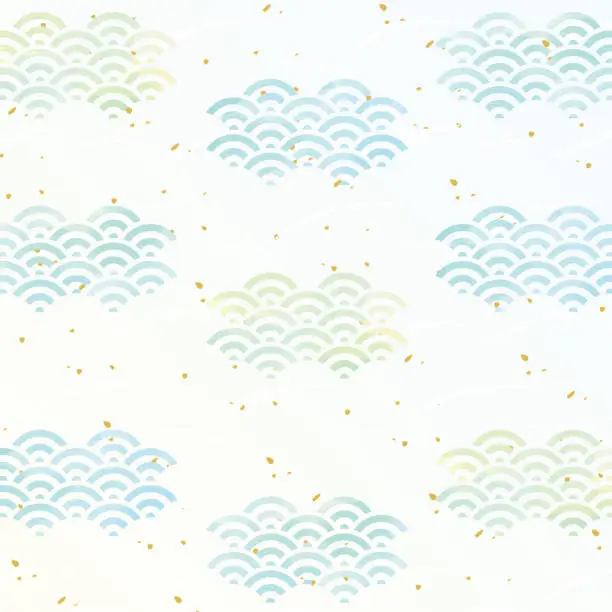 Vector illustration of Watercolor Touch Background with Seigaiha