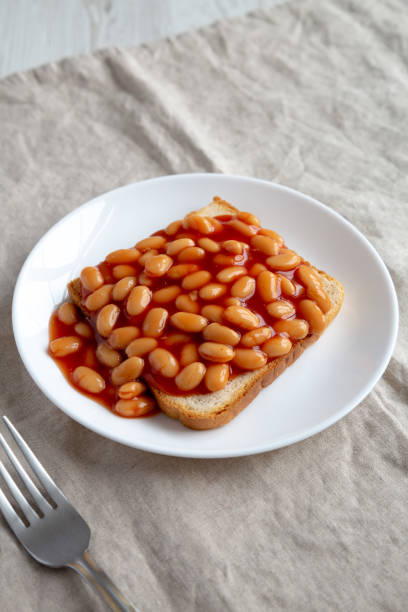 istock Delicious English Beans on Toast, side view. 1491873459