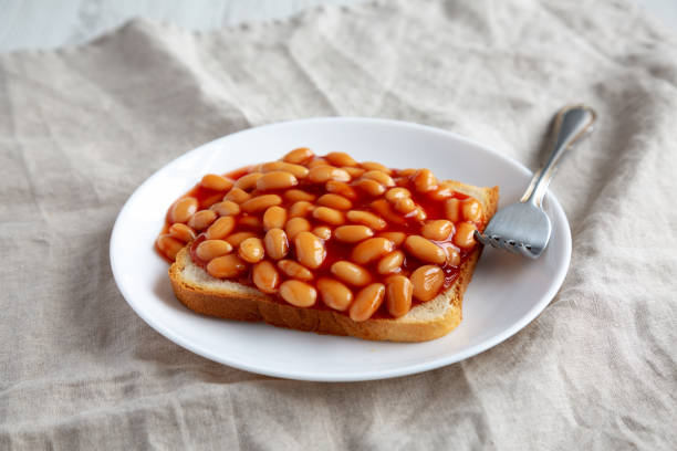 istock Delicious English Beans on Toast, side view. 1491873485