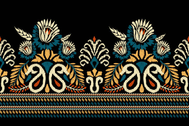 istock Indian Ikat floral paisley embroidery 1491875261